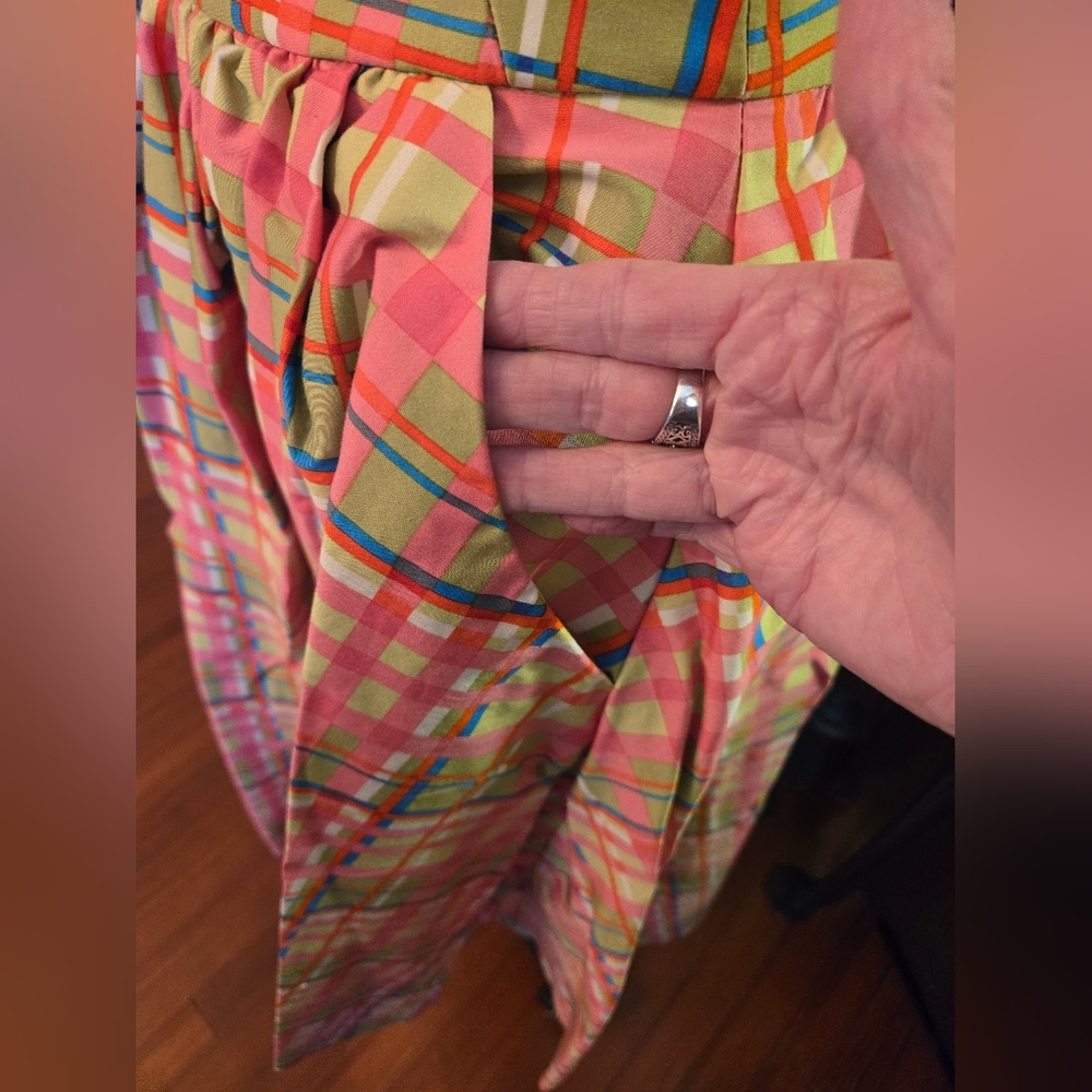 Pink & Green Plaid Blouse And Skirt - Picture 2 of 10